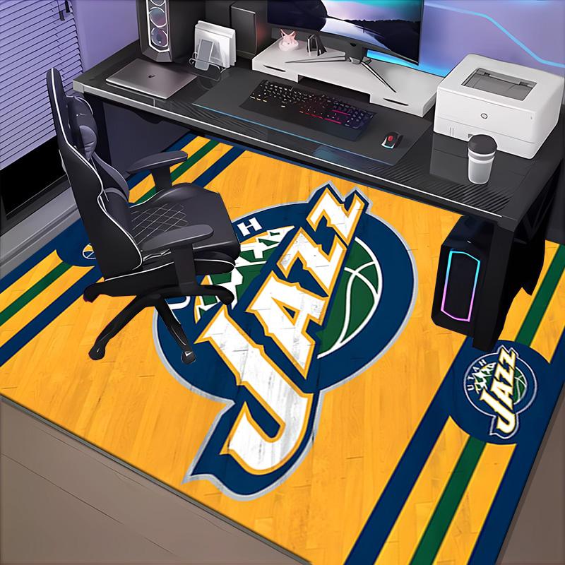 Jazz Basketball Team Rug Office Carpet Non-Slip Mat, Chair Rug Floor Covering for Gaming, Bedroom, Living Room , Home Decor Christmas Gift