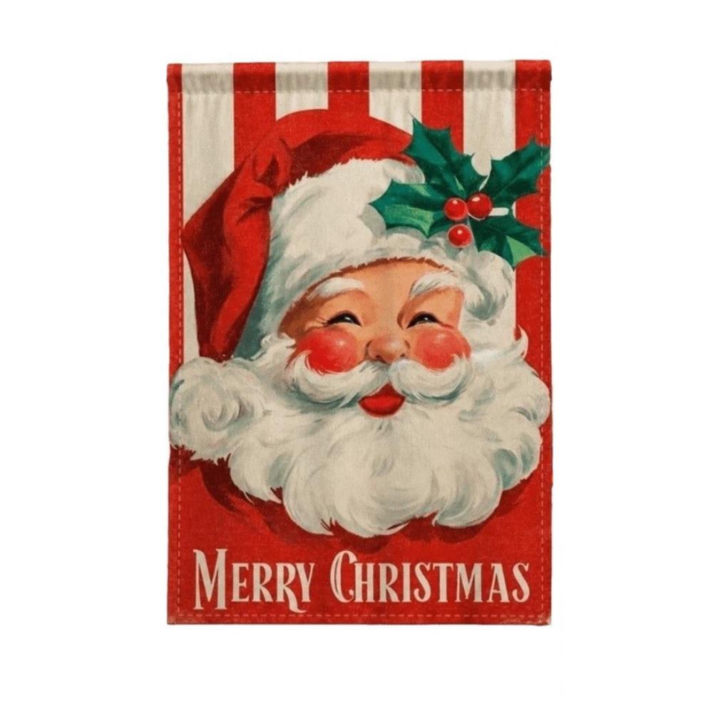 Santa Claus Christmas Garden Flag Single-sided Printing Elk Snowman House Yard Flag Large Banner Outdoor Decoration