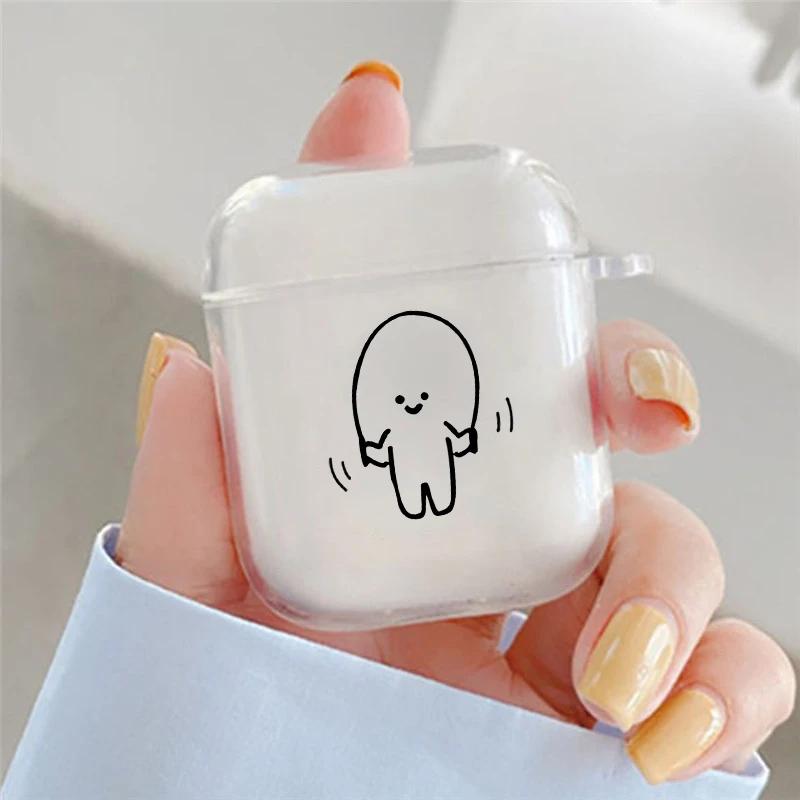 Süße Streichholzmännchen Kopfhörerhülle für Airpods 4. 3. 2 Pro Transparente Hülle für Airpod 3 1 Schutzhülle Shell Fundas