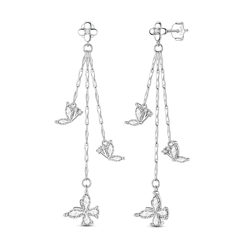 Original 925 Silver Hoop Earrings Butterfly Geometric Star Earrings Stud For Woman Female Girl Fashion Jewelry Girls