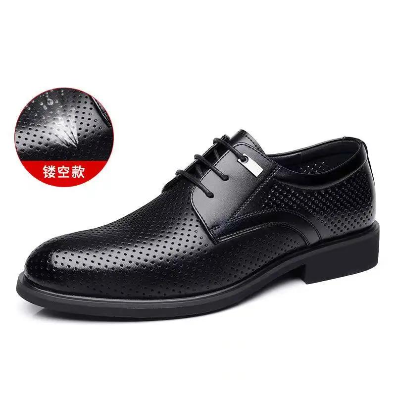 Sapatos Sociais de Couro Formal de Alta Qualidade para Homens Sapatos Casuais Masculinos Respiráveis Marca Italiana de Luxo Cadarço Antiderrapante Sapatos de Condução Masculinos