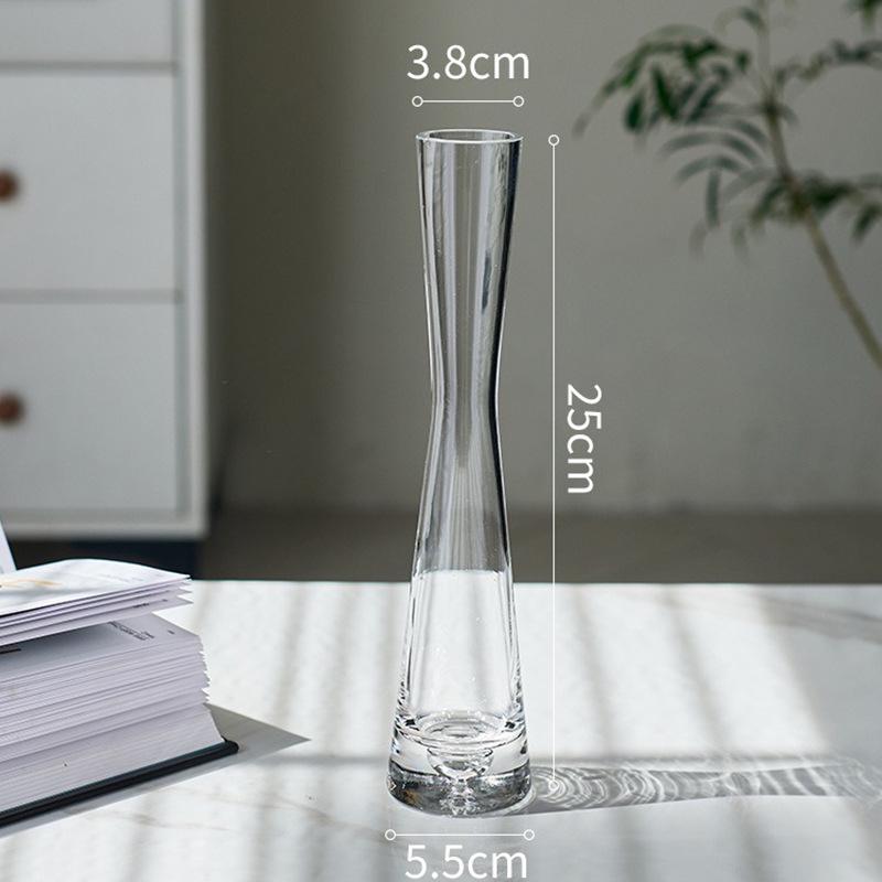 Transparent Slim Glass Vase for Living Room Decoration