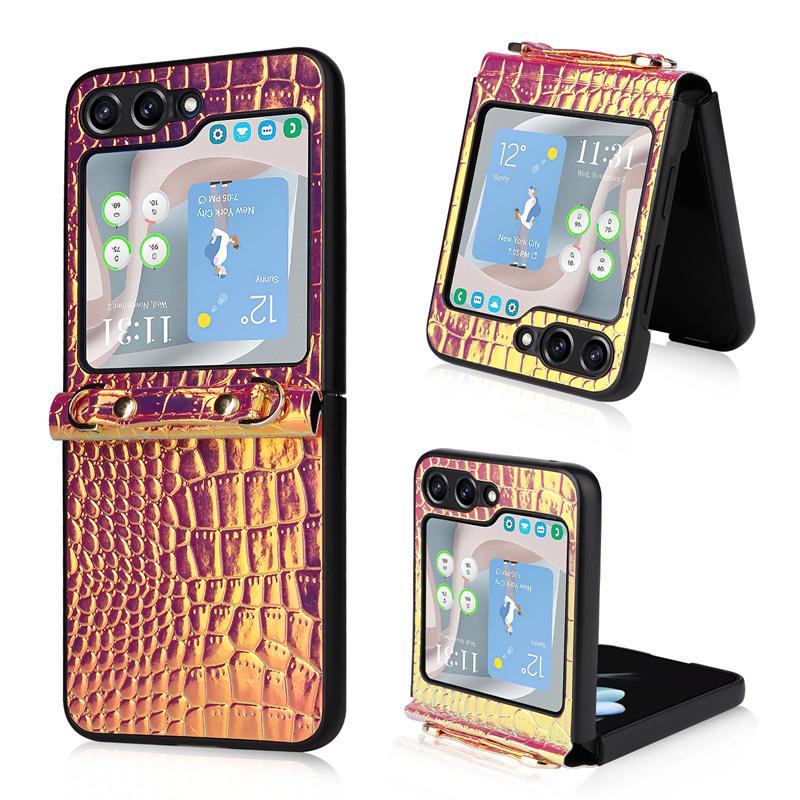 One-piece magic color Leather Case For Samsung Galaxy Z Flip 5 4 3 5G Shockproof Scratch-proof Z Flip4 flip5 Protect Shell Cover