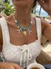 Summer Ocean Conch Shell Faux Coral Faux Pearl Beaded Necklace Beach Vacation Choker For Women