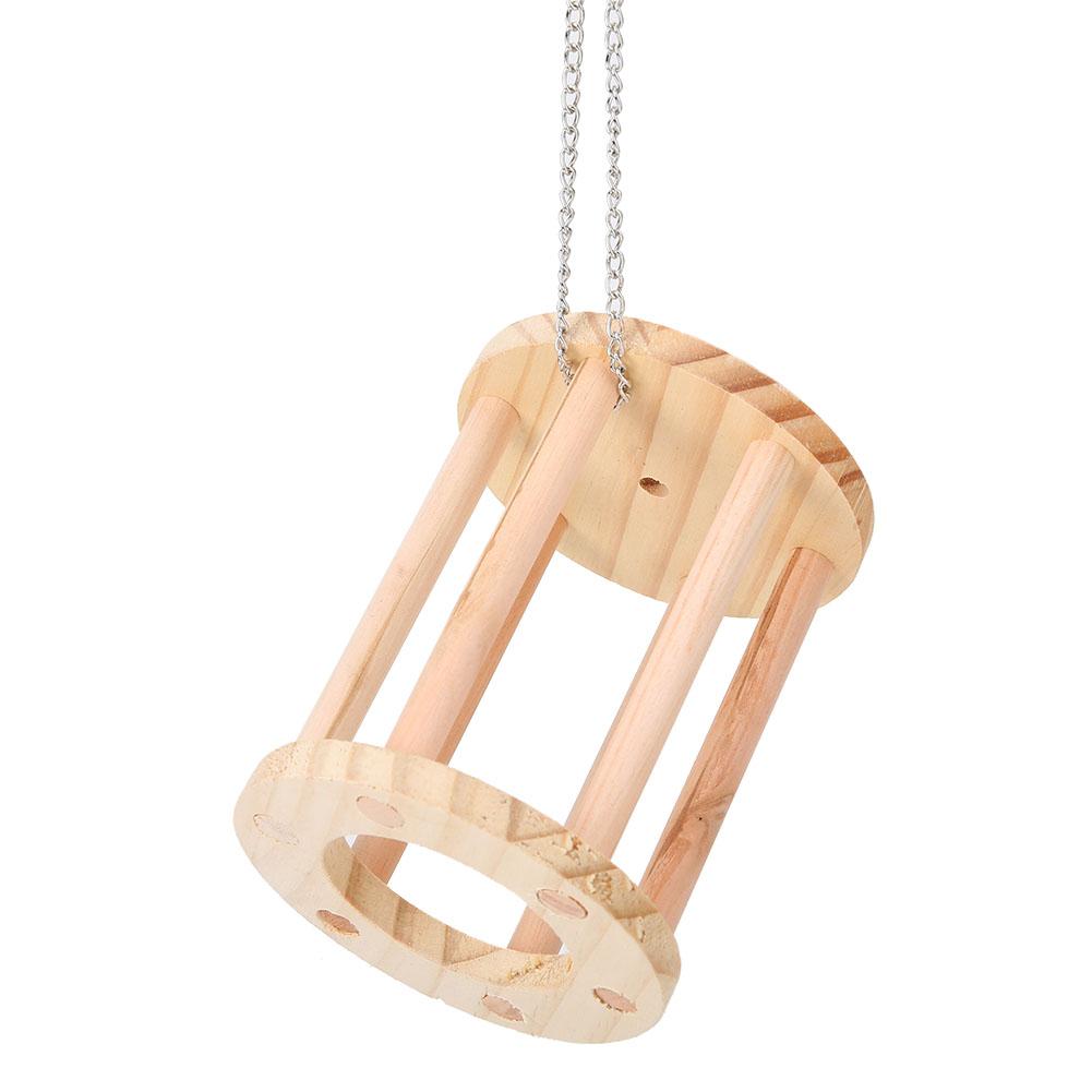 Wooden Pet Chinchilla Hamster Guinea Pigs Chew Play Grass Basket Cage Playground Toy(Suspended)
