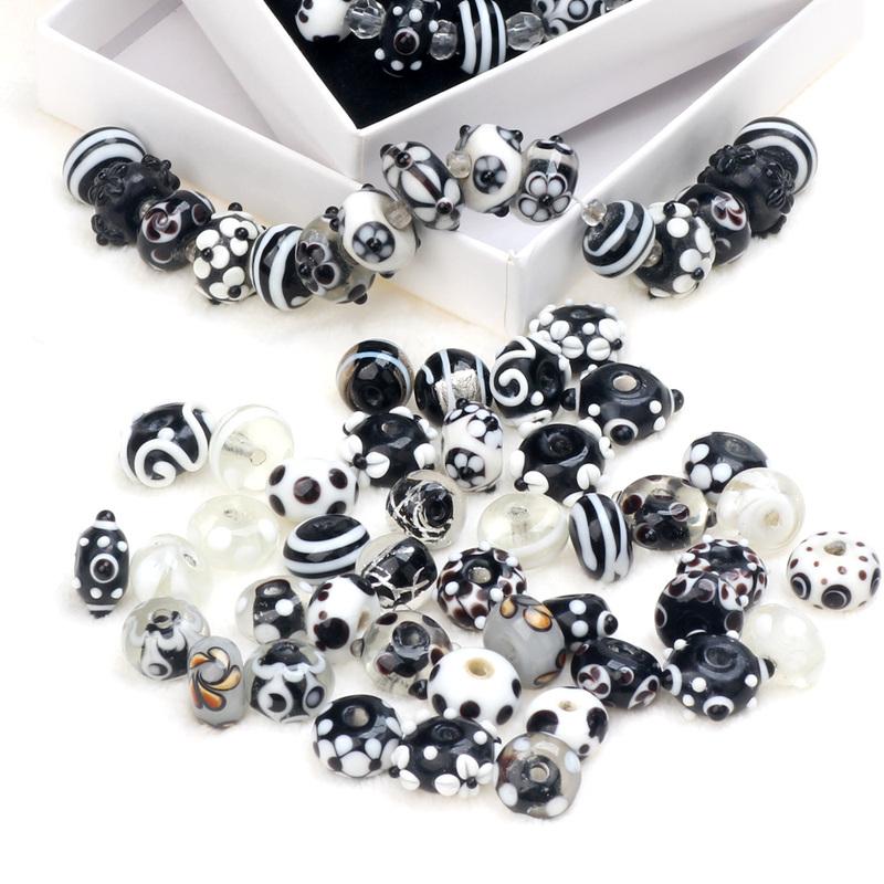 Black Color Series 2/4/6PCS/LOT Mixed Style Handmade Lampwork Glass Beads For Crafts Charm Bracelets/Earring DIY Jewelry Making