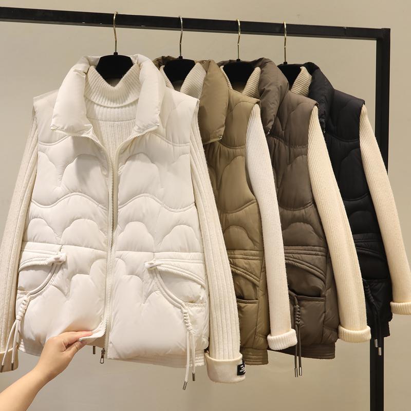 Fashion Winter Women's Warm Vest Outerwears Elegant Thick Sleeveless Parka Woman Short Coats