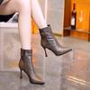 Fashion French Fashion High Heel Skinny Boots 2025 Fall Platform Pointed Toe Side Zip Stiletto Fashion Booties