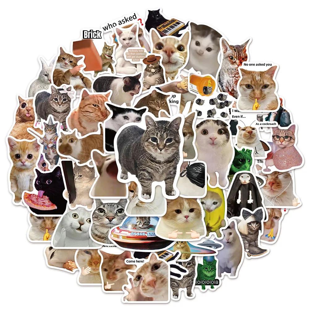 

50PCS Kawaii Cat Mood PVC Graffiti Sticker Sticky Aesthetic Decorative Scrapbook DIY Child Phone Stationery Supply for Kid