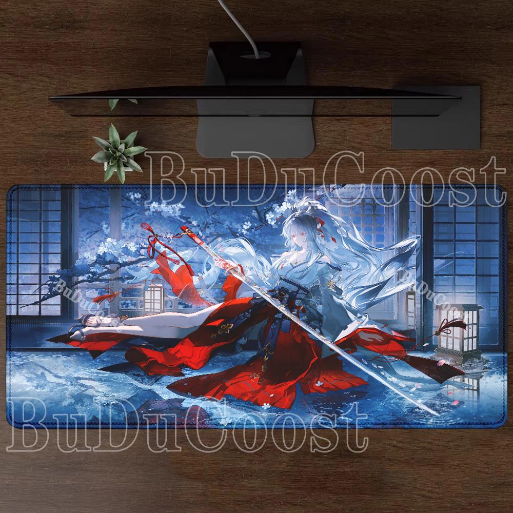Gaming Wuthering Waves Hiyuki Mousepad Gaming Office Keyboard XXL Mouse Pad Anime Sexy Girl Rubber HD Printing Overlock Desk Mat