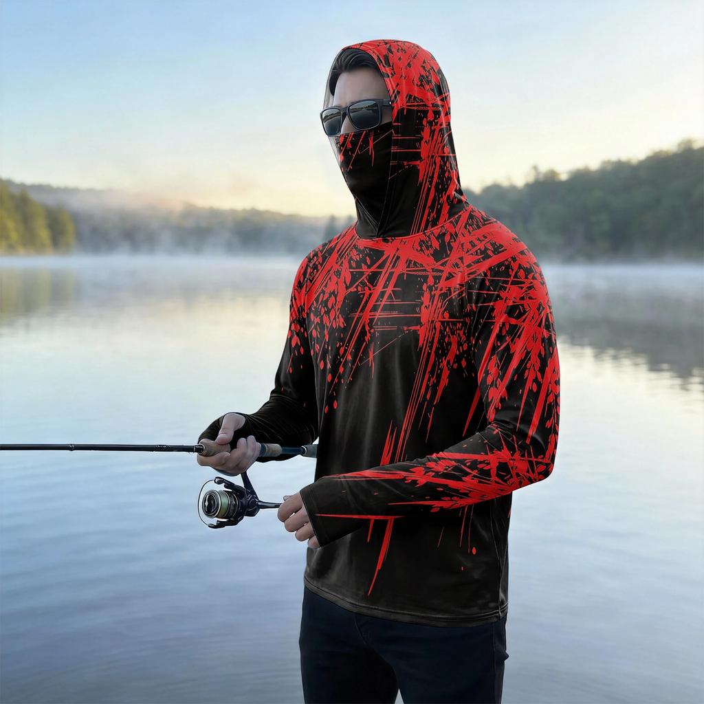 Men's Casual Outdoor Hooded Long Sleeve Sun Protection Shirt Lightweight Breathable Quick Dry Activewear Top for Sports Hiking