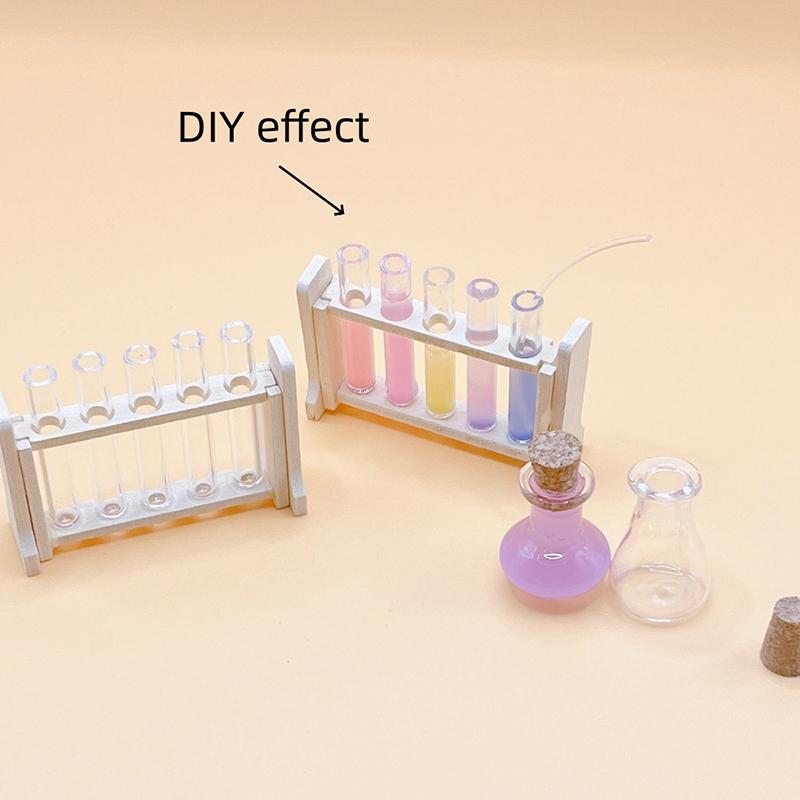 1:12 Dollhouse Laboratory Tool Set Dollhouse Mini Test Tube Rack Dropper Measure Cup Model DIY Dolls House School Scene Toys