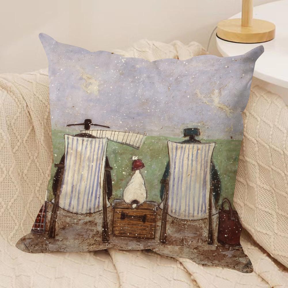 Copricuscino Retro S-Sam Toft Art Peluche Corto Setoso Cerniera Invisibile Antipolvere Federa per Cuscino da Divano per Decorazione Domestica
