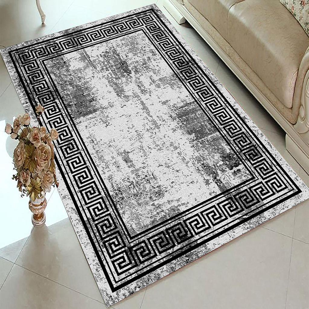 ePeddler Home Modern Framed Wall Pattern Digital Print Washable Non-Slip Dot Base New Generation Living Room, Bedroom, Entrance Hall Rug and Runner
