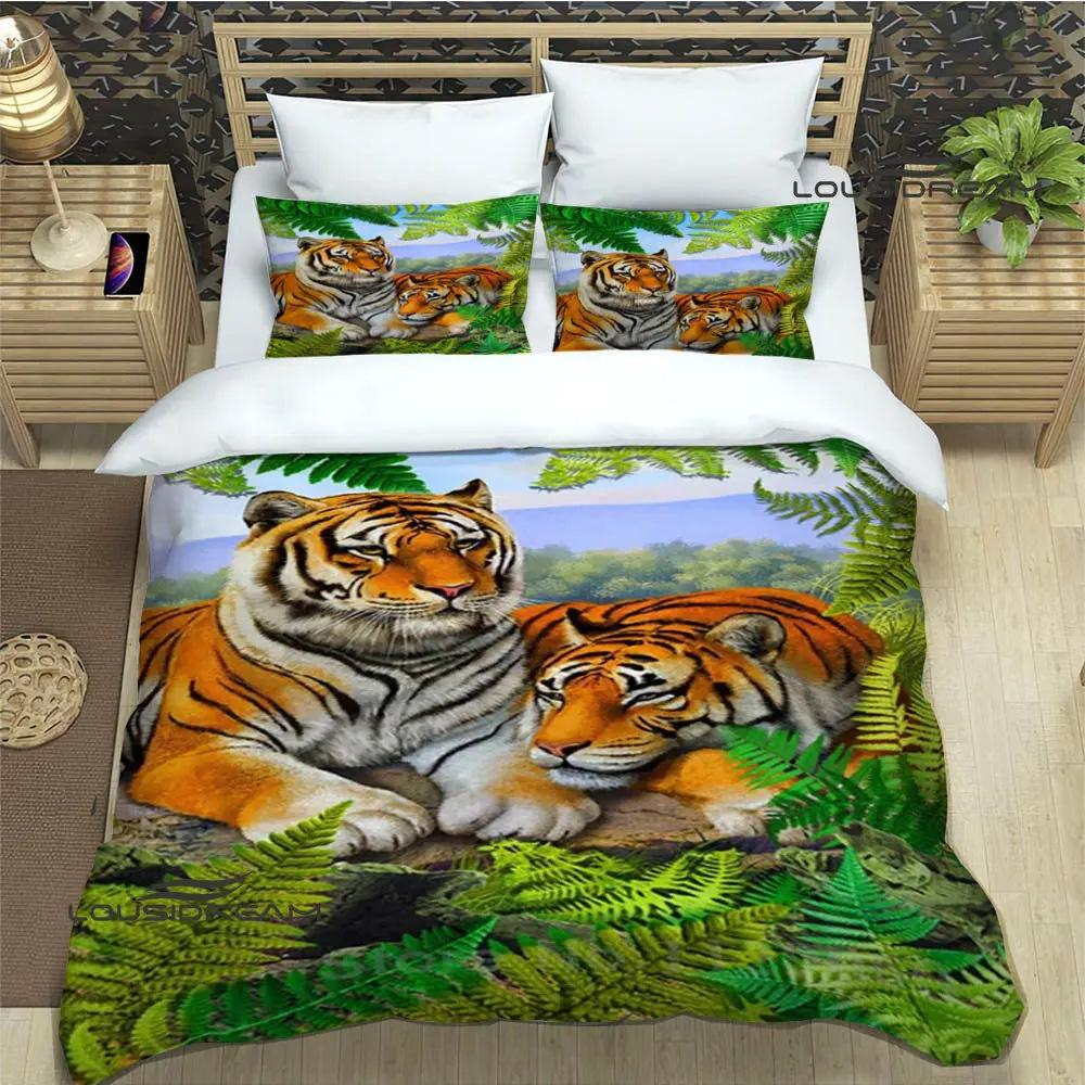 3D Tiger Digital Printing Bedding Set Duvet Cover Pillowcase Deluxe Set Fashion Design Three-Piece Set