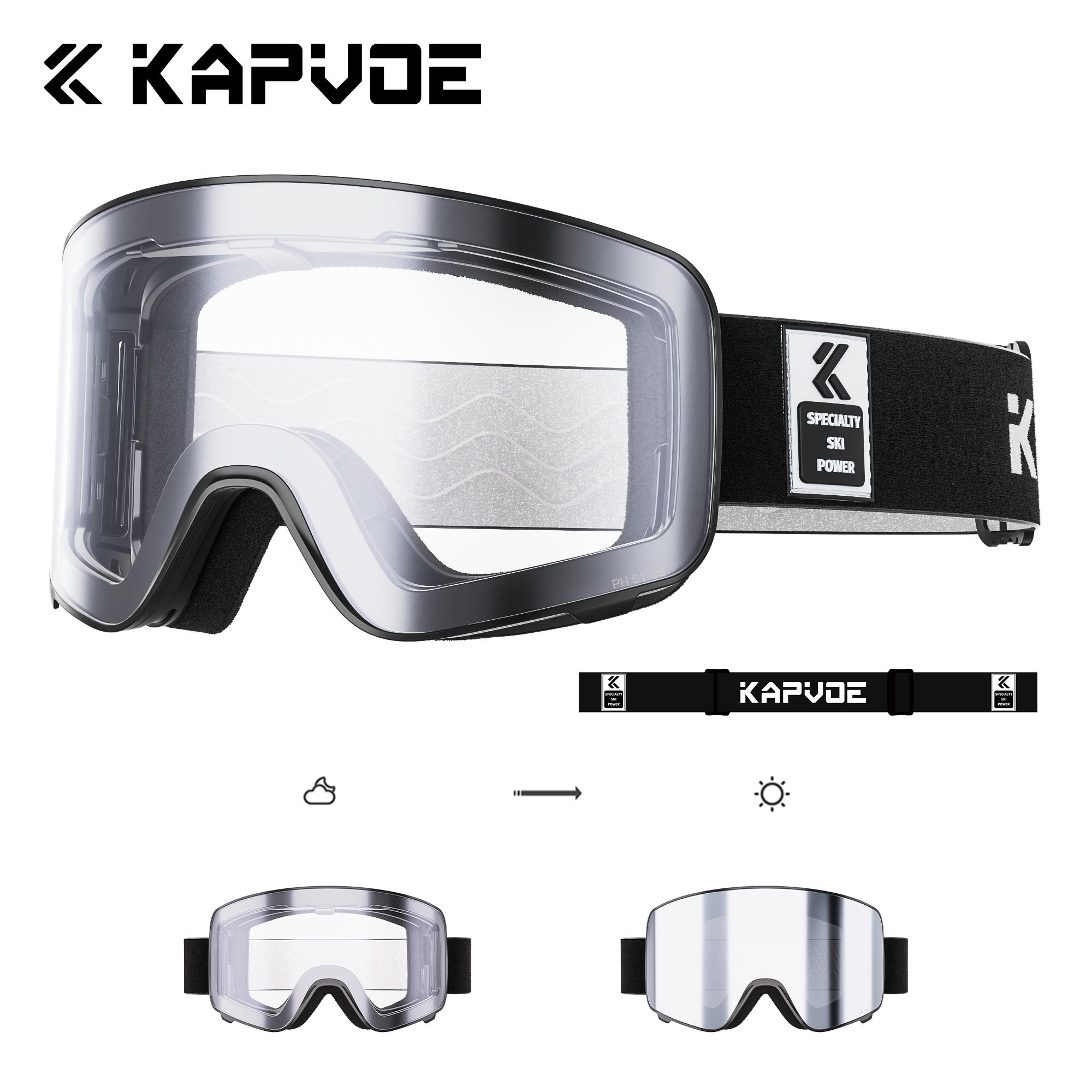

Kapvoe Photochromic Snow Goggles Ski Magnetic Anti-Fog Lenses UV400 Protection Men Women Ski Goggles Sunglasses Sports Eyewear
