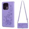 Elegante Schmetterlings-Blumen-Flip-Leder-Handyhülle für OPPO Reno16 Pro 5G, Reno16 F 5G Mit langem Schultergurt und Handgelenkschlaufe