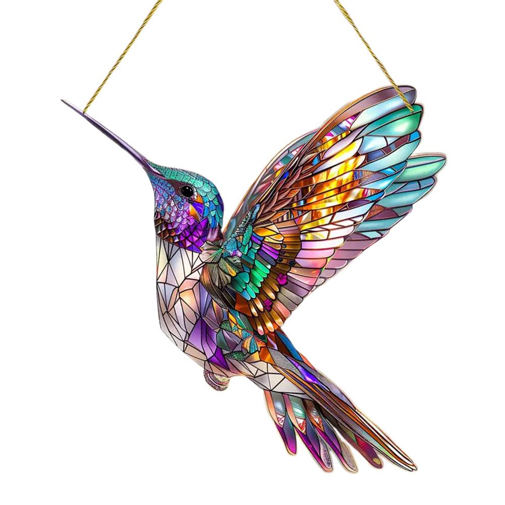 2D Hummingbird Christmas Trees Hanging Ornament Colorful Decoration Window Window Porch Pendant L8H2