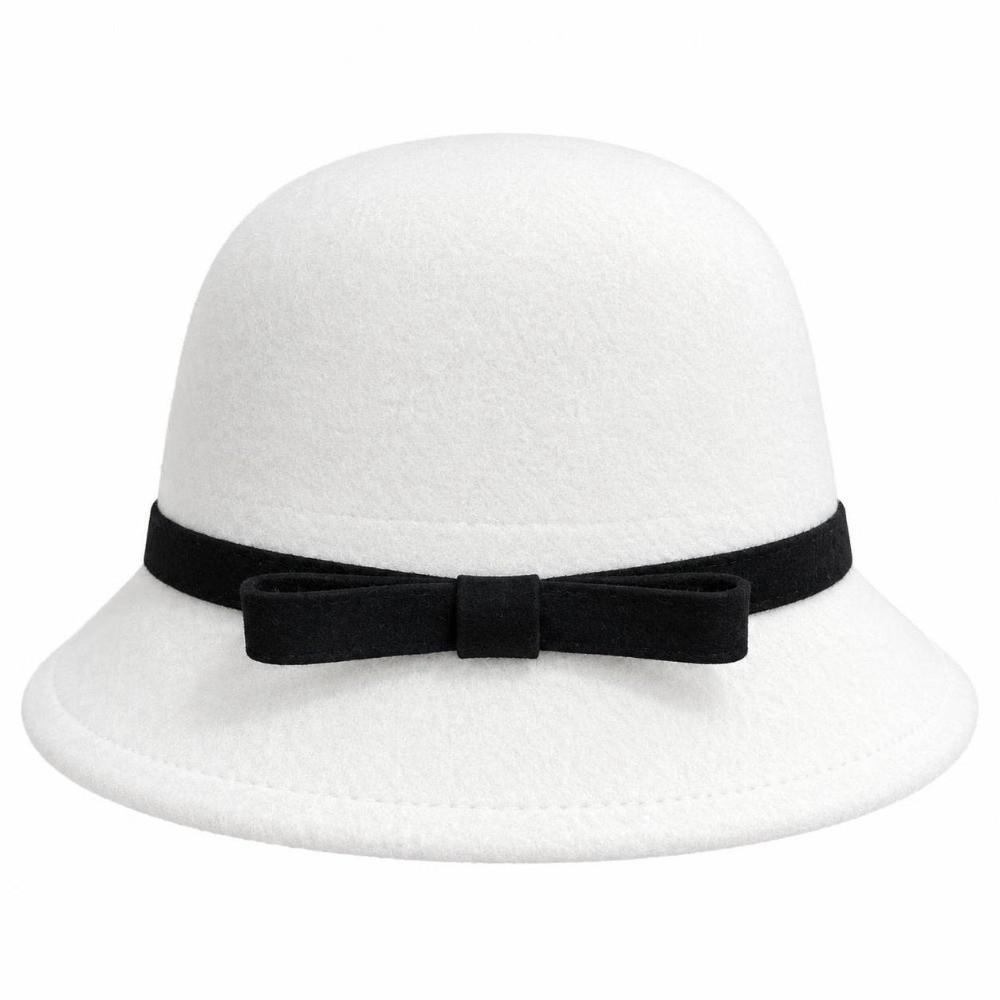 Soft Felt Fedora Hats Bowknot Decoration Bowler Hat Vintage Women Felt Hat  Formal Occasion