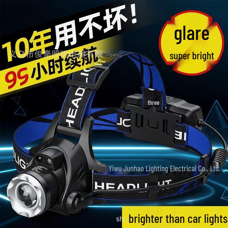 

Перезаряжаемый светодиодный налобный фонарь с ярким светом, индукционным зумом, дальнобойный, налобный фонарь для рыбалки и горного дела Other