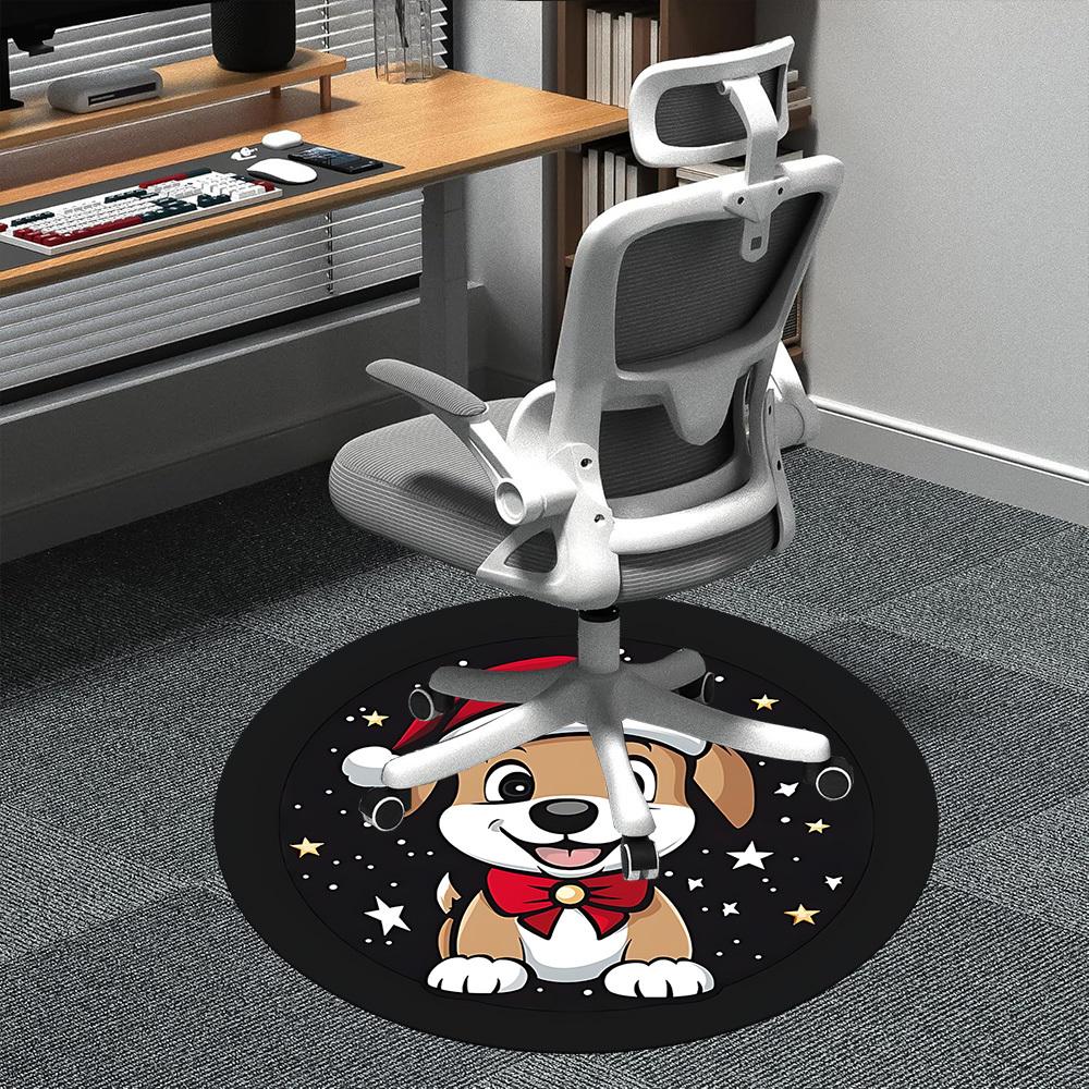 1PC Christmas Pup Office Round Area Rug, Indoor Mat Suitable ForOffice, Under Office Chairs Bedroom Living Room Home Decor, Room Deco f105