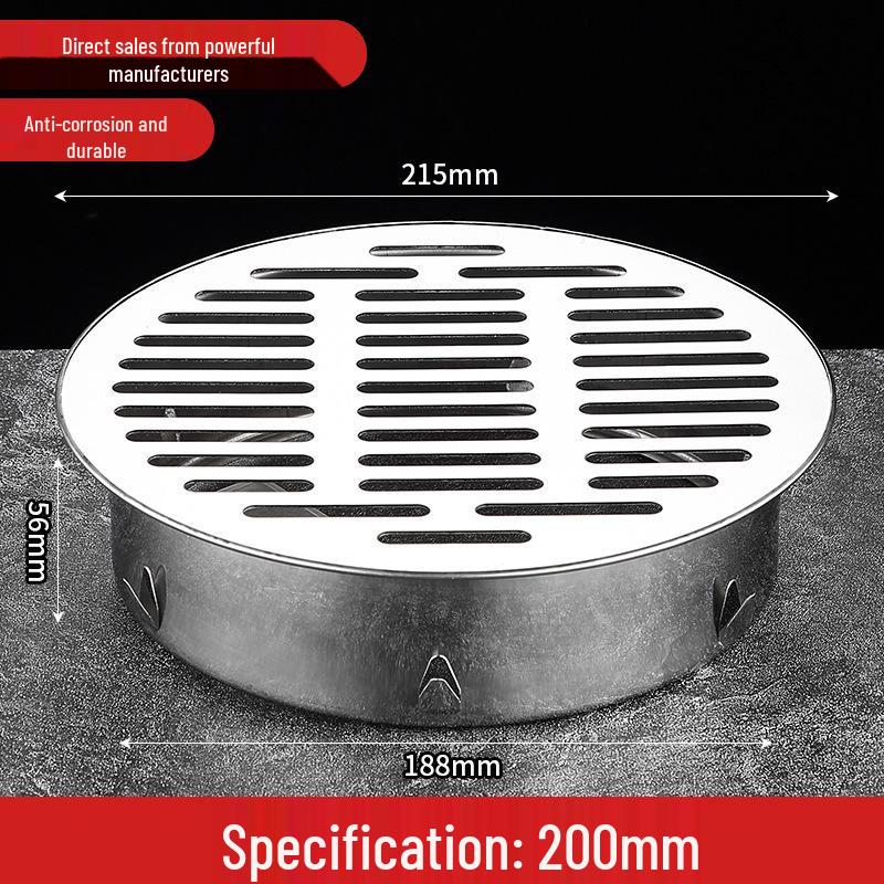 Non-Clogging Stainless Steel Floor Drain with Large Capacity & Direct PVC Insertion for Outdoor Use
