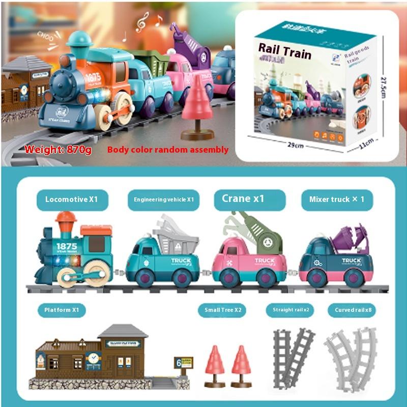 

Rail Car Macaron Color Children s Toy Train Electric Light Cartoon Project Rail Car Parent Child Interaction Toy Gifts