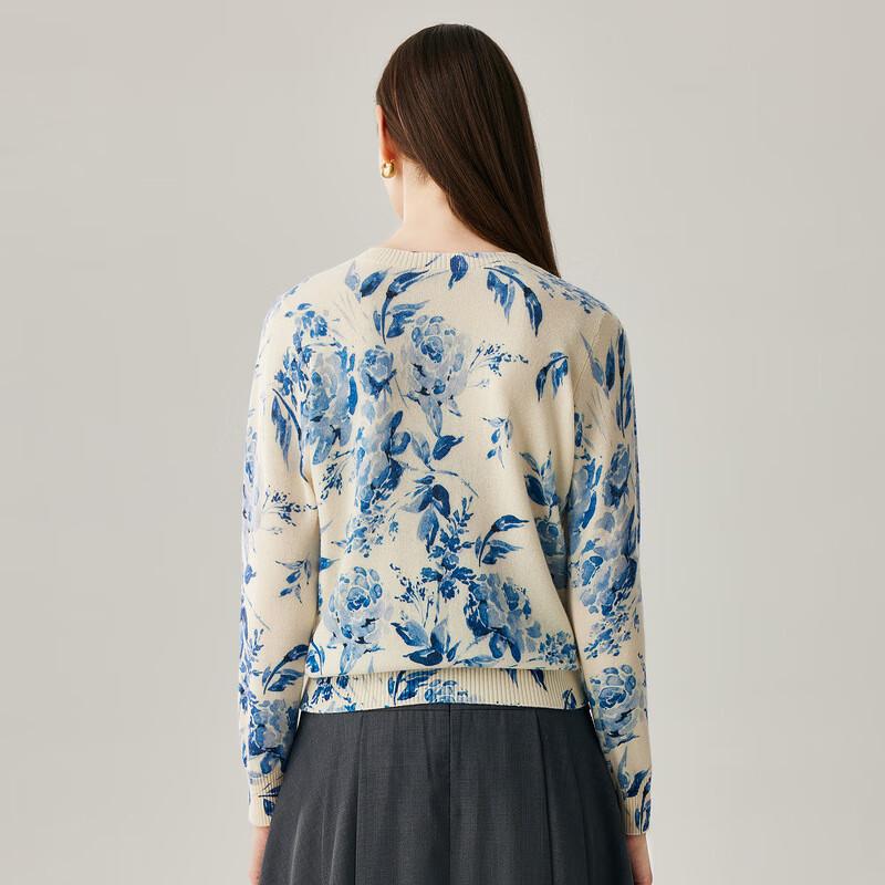 Women's 100% Cashmere Round Neck Pattern Sweater