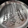 Punk Retro Button Star Pendant Necklace Trendy Delicate Silver Color Unisex Choker Personalised Luxury Jewelry for Women