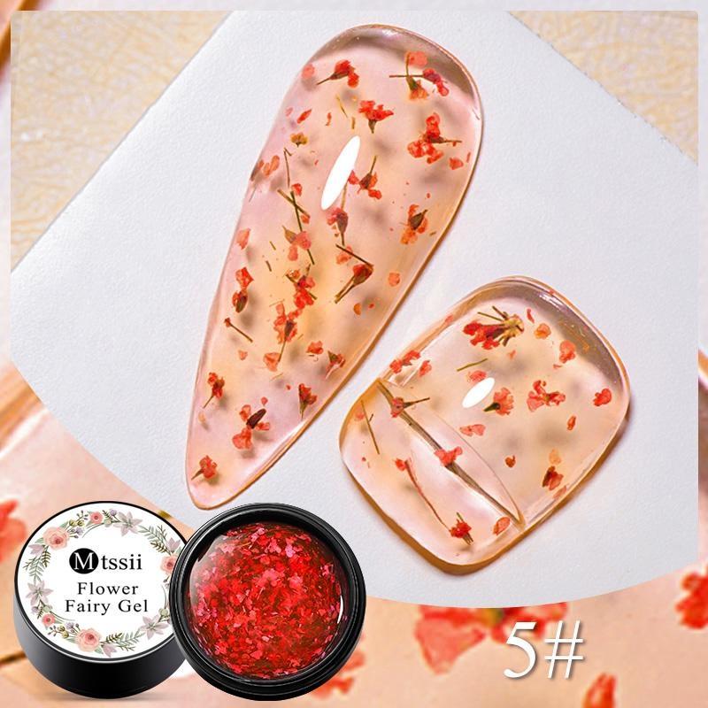 MTSSII 5 ml DIY Fairy Series Flower Glitter Gel Nail Polish 3D Natural Dried Flower Manicure Decoration Crystal Transparent Gel Polish Nail Art