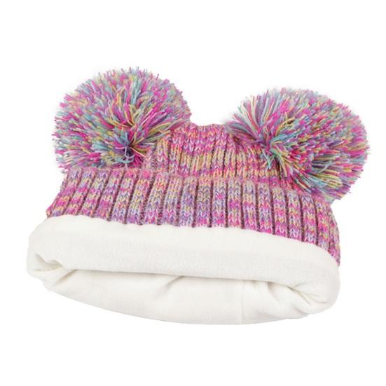 3Pcs/Set Kids Hat Scarf Gloves Set Solid Color Jacquard Plush Ball Decor Knitting Hat Long Scarf Winter Gloves Set