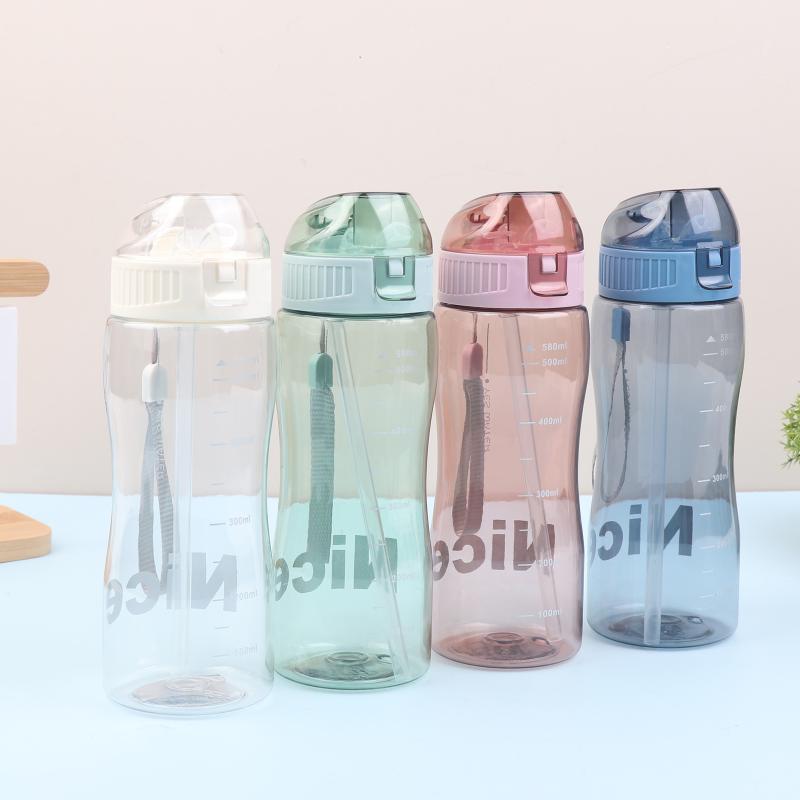 580Ml Portable Leak-Proof Sport Tea Coffee Cup Plastic Water Bottle With Straw For Drinkware Kids Water Bottle For School