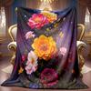 Floral Theme Pattern Blanket Soft High-Definition Digital Print Cooling Blanket All-Season Family and Friends Gift Perfect Gift Soft Breathable 100% P