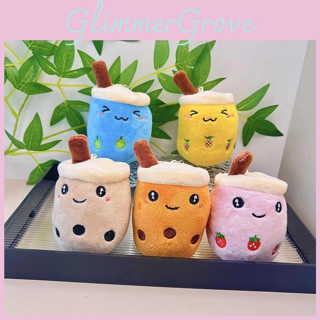 Cute Fruit Bubble Tea Cup Plush Keychain Adorable Cartoon Plush Toy For Kids