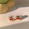 Sweet Lovely Pearl Cherry Stud Earrings For Women Girls Korean Style Jewelry Earrings Gifts