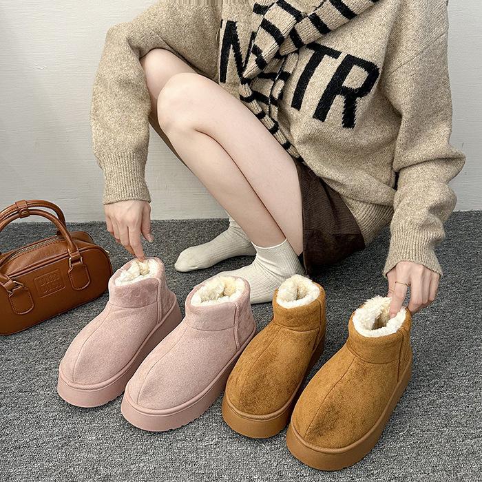 

Модные зимние ботинки из овечьей шерсти на толстой подошве, женские новые плюшевые утепленные ботинки на одной педали с мягкой подошвой, шерстяные хлопковые туфли 40-41 розовый