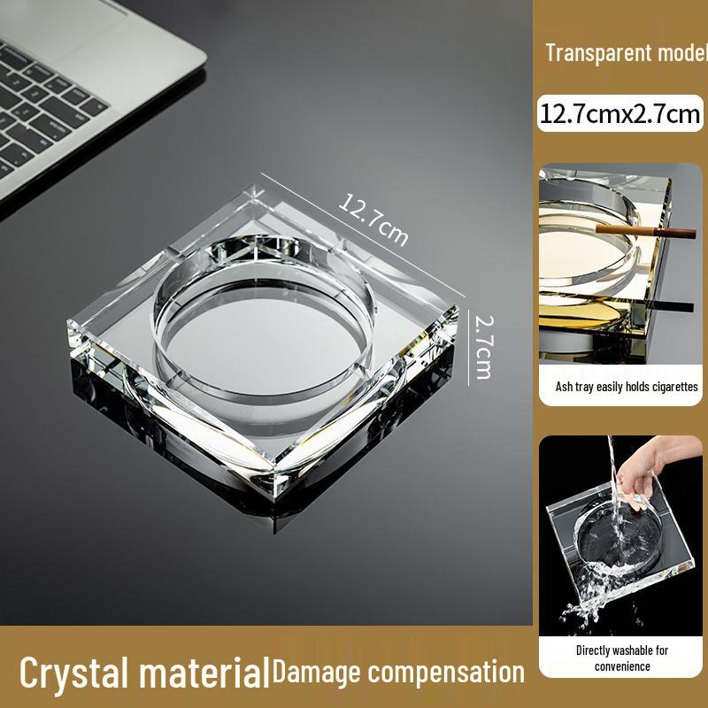 Crystal Glass Ashtray: Elegant, Fly-Repellent Design for Home or Office