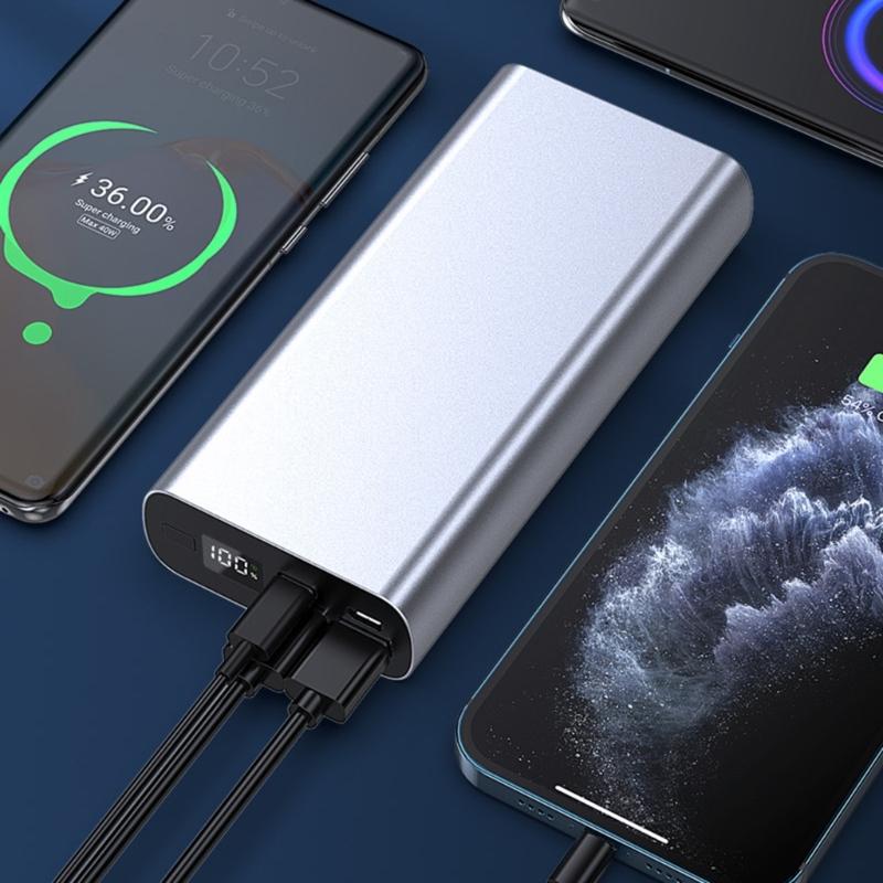DIY Batery Charging Case Enclosure for 1260110 Polymer Battery PD 22.5W Digital Display Type-C USB1/2 Micro-USB Ports