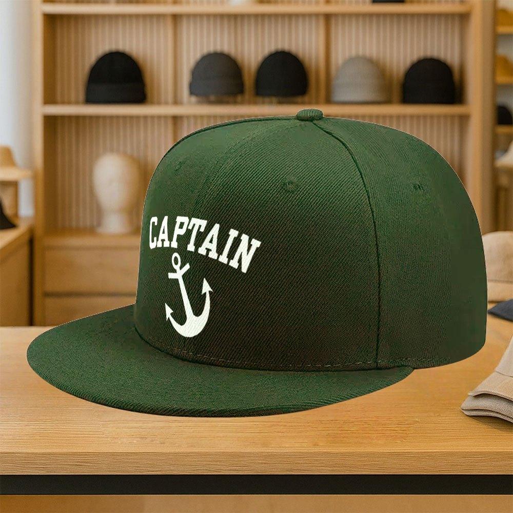 Captain Anchor Print Polyester Baseball Cap Adjustable Snapback Hat Casual Streetwear for Adults