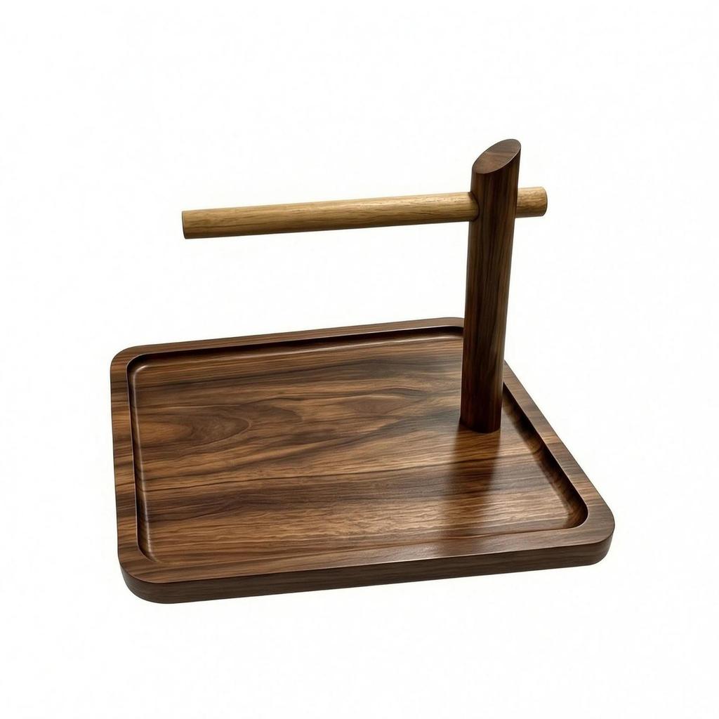 Desktop Storage Rack Walnut Wood Finish necklace hanger with tray Raised Rims Organizer
