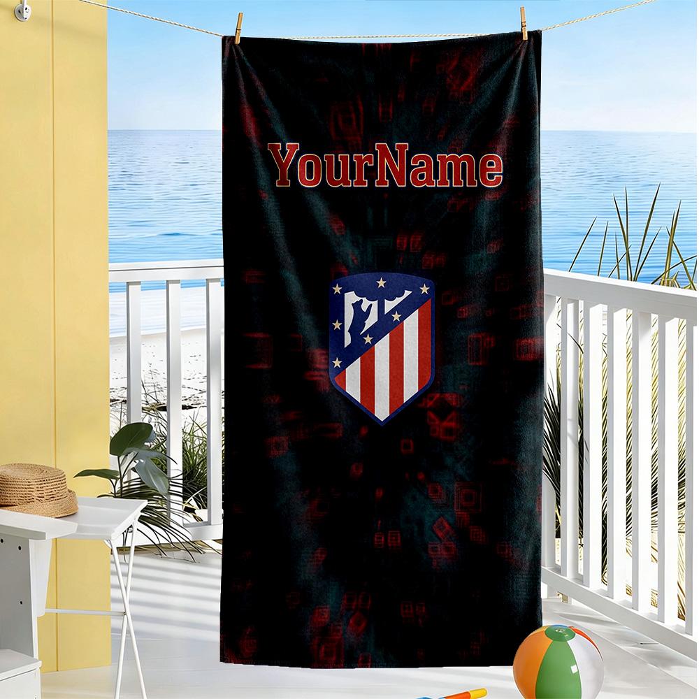 Atletico Madrid Customizable Name Beach Towel Quick-Dry Soft Microfiber Portable for SwimmingBeachCamping Travel Beach AccessoriesGym