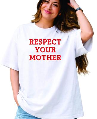 Camiseta bordada 'Respeta a tu madre', Camiseta con cita divertida