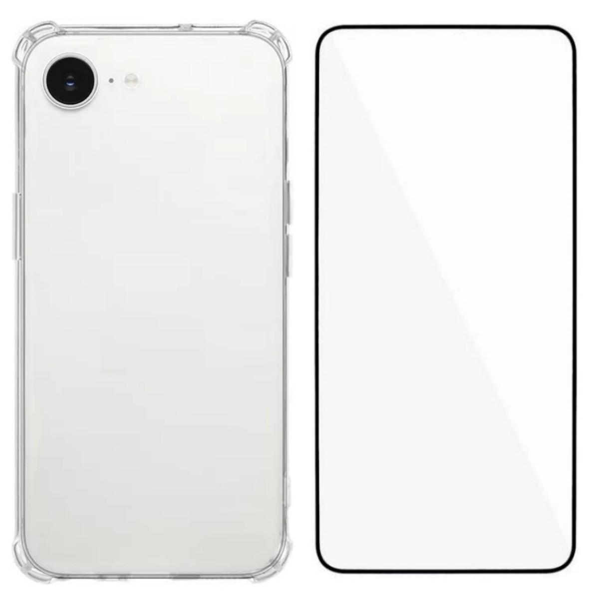 

For iPhone 16e TPU Case WANLONFENG WL3 Series 1.5mm Phone Cover with Tempered Glass Film Transparent