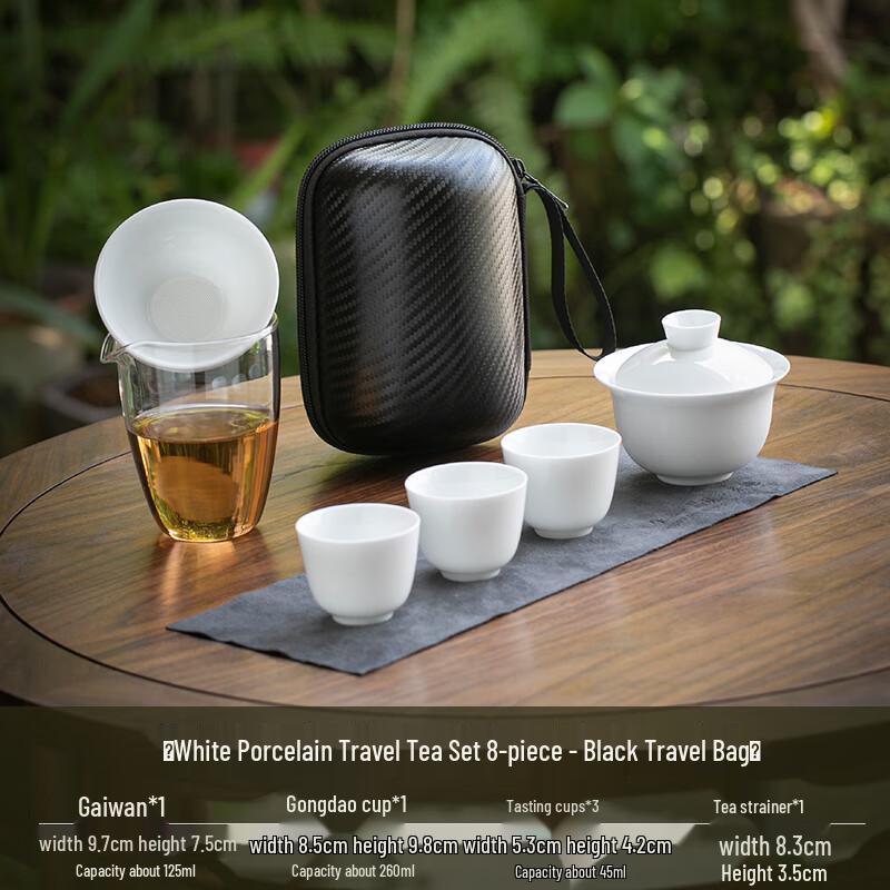 LIU Dehua White Porcelain Travel Tea Set One Bowl, Three Cups, Gaiwan