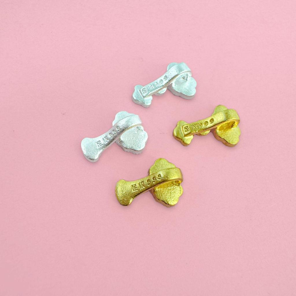 S999 Sterling Silver Auspicious Clouds Fu Pendant with Golden Wheel Beads for DIY Bracelet - Silver Jewelry Accessories