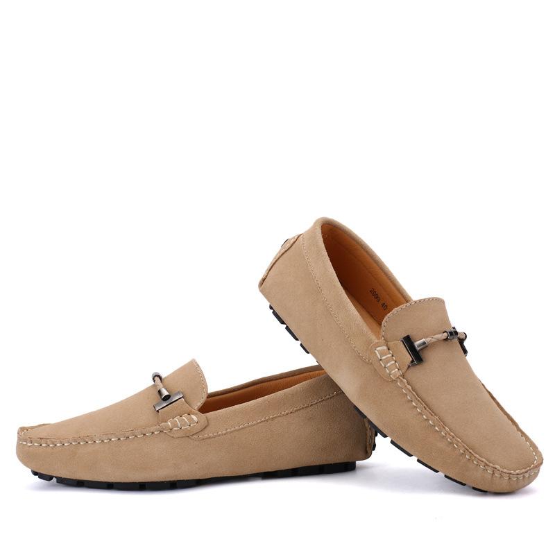 Spring/Summer Korean Edition Large Size Bean Shoes, Casual Leather Shoes, Genuine Leather, Handsewn Lazy Man's Footwear, Men's Shoes