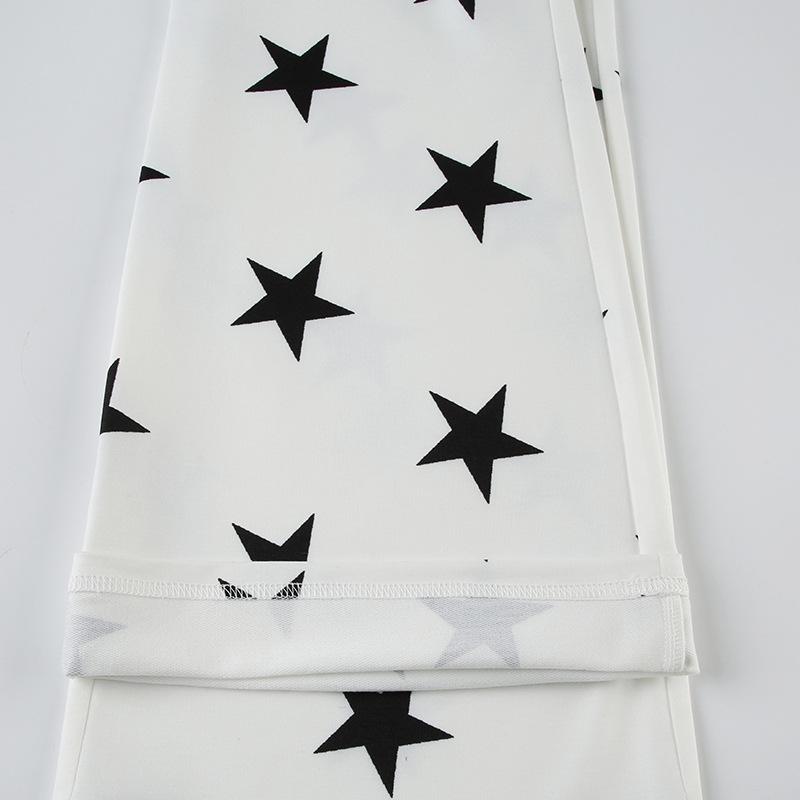 Women's Pant  Casual Micro Knit Fashion Loose Star Printed High Waisted Wide Leg Trousers