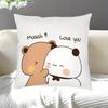 Cute Bear Panda Pillowcase, Love You Kiss Cushion Cover, Cartoon Couple Print, Sweet Animal Decor, Home Textile Throw Pillow