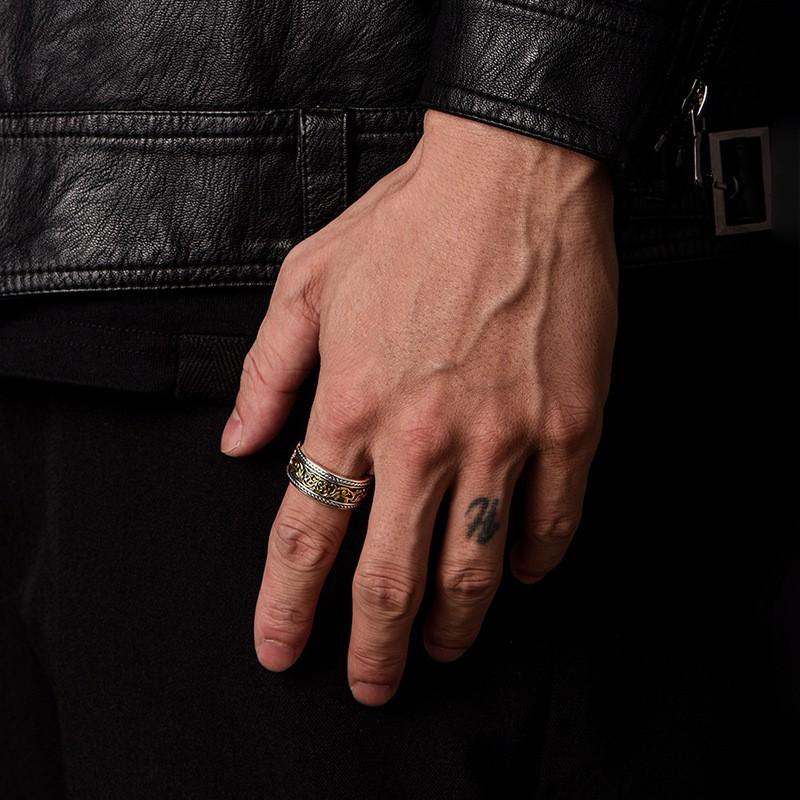 Adjustable Open Ring Men Women Vintage Motif Geometric Band Minimalist Statement Finger