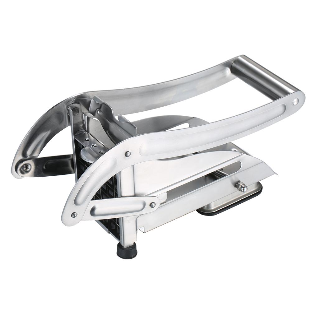 Stainless Steel French Fry Cutter Potato Strip-cutter Non-slip Suction Base with 2 Blades for Potatoes Carrots Cucumbers